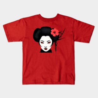 Japanese geisha girl face Kids T-Shirt